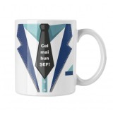 Cana alba personalizata &quot;Cel mai bun Sef&quot;, INOVATIX&reg;. 330ml