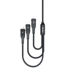 Cablu Date si Incarcare 2 x USB la Lightning - USB la MicroUSB Benks, 1.5 m, Negru