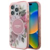 Husa pentru iPhone 16 Pro Max - Guess IML Flower &amp; Tonal Circle MagSafe (GUHMP16XHFWBDCEP) - Pink