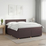 Cumpara ieftin Pat boxspring cu saltea Maro inchis 160 x 200 cm Tesatura