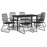 Cumpara ieftin Set mobilier de gradina, 7 piese, negru, ratan PVC