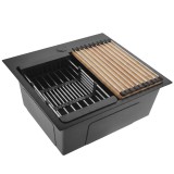 Chiuvetă din oțel cu set de accesorii 3 buc. REA Leo 50 Black