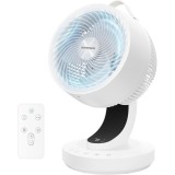 Ventilator de masa silentios SONGMICS cu telecomanda, 8 viteze, alb