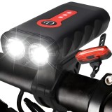 Kit de lumini LED pentru biciclete, 1800 lumeni, rezistent la apa IP65, 4 moduri de iluminare, incarcare USB, alb/rosu