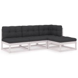 vidaXL Set mobilier de grădină cu perne, 4 piese, lemn masiv de pin