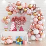 Baloane decorative Arcada, pentru Fetite, BABY SHOWER, Flippy, Arcada LOVE, decorativa, set mix din 82 baloane Latex, Rose Gold