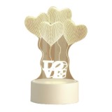 Lampa decorativa multicolora 3D, Inima si text, cu alimentare USB