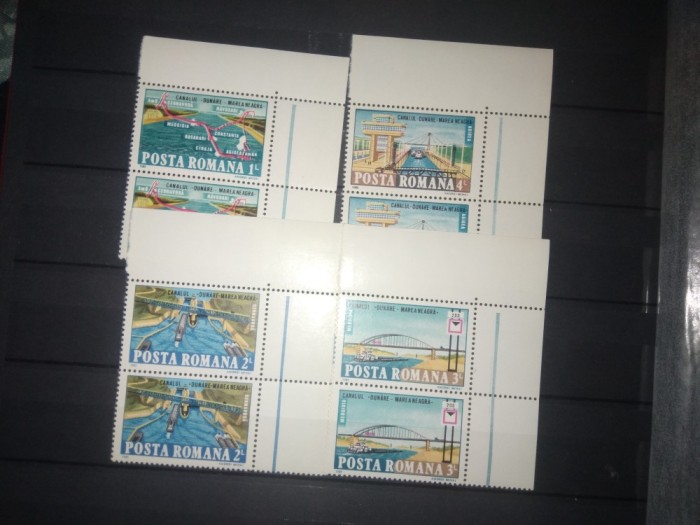 TIMBRE ROMANIA LP 1127 1985 CANALUL DUNARE MAREA NEAGRA MNH PERECHI