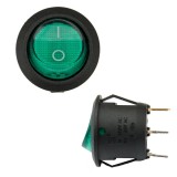 Intrerupator auto BestAutoVest rotund verde 20Ah 12V cu 2 pozitii diametrul de 20 mm (fi 20) cu 3 papuci AutoDrive ProParts, Realparts