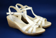 Sandale dama din piele naturala, cu platforma - S474BEJ foto