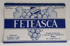 FETEASCA , ETICHETA PENTRU STICLA , 1942 foto