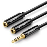 Adaptor Audio Splitter UGREEN Dual 3,5 mm mini jack AUX, 0.25 m, Negru