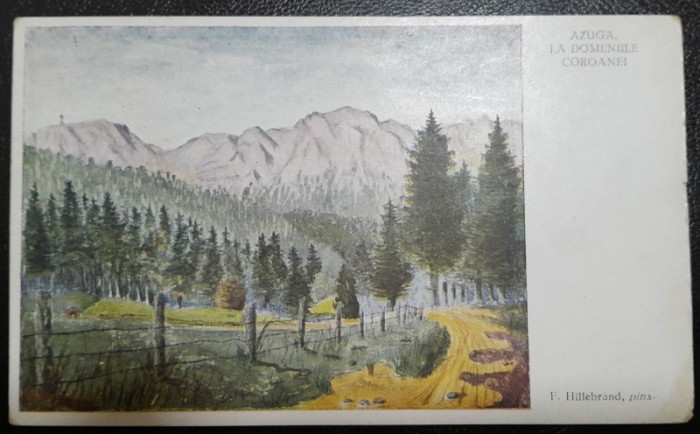 Carte postala, Azuga, la Domeniile Coroanei, perioada interbelica