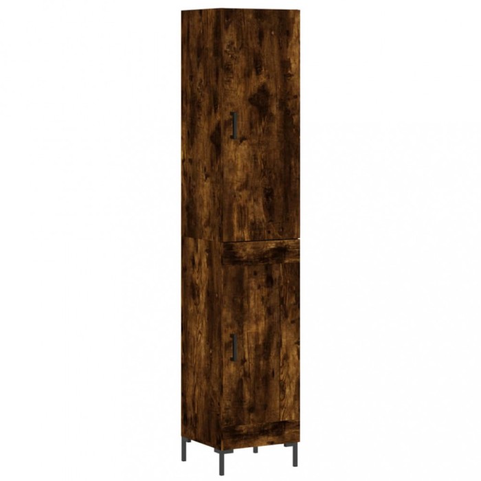Dulap inalt, stejar fumuriu, 34,5x34x180 cm, lemn prelucrat