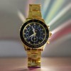Ceas barbatesc elegant, bratara metalica aurie, display analog, mecanism quartz