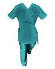 Costum Medical Pe Stil, Tip Kimono Turcoaz cu Elastan, Model Daria - 2XL, 3XL