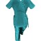 Costum Medical Pe Stil, Tip Kimono Turcoaz cu Elastan, Model Daria - L, M