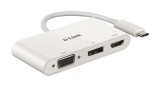 SPLITTER video D-Link universal, conectare PC USB Type C, Thunderbolt 3, nu, porturi video VGA x 1, Display Port x 1, HDMI x 1, fara port retea, NB nu