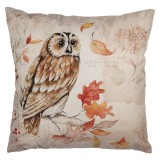 Cumpara ieftin Fata perna textil maro bej Bufnita 45x45 cm
