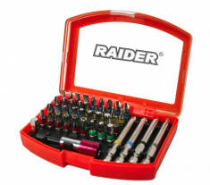 Set 38 biti cu adaptor si suport magnetic prindere 1/4 Raider Power Tools foto