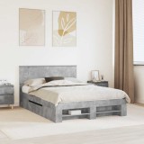 vidaXL Cadru de pat Gri din beton 150 x 200 cm Lemn compozit 3408749