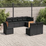 VidaXL Set mobilier de grădină cu perne, 8 piese, negru, poliratan