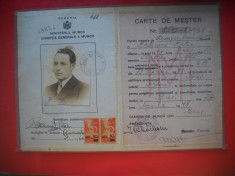 HOPCT CARTE DE MESTER MINISTERUL MUNCII -APRILIE 1948 BUCURESTI foto