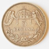 UNGARIA 5 COROANE KORONA 1900 XF+ ARGINT PATINA FRUMOASA ( CITITI VA ROG DESCRIEREA ENUNTUL )