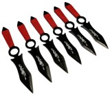Set 6 Cutite de Aruncat cu Manere Rosii si Husa de Prindere la Picior