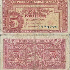 1945 , 5 korun ( P-59a ) - Cehoslovacia