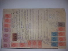 LOT 253 certificat 1934 cu timbre fiscael Carol al II lea-efigia in cerc+aviatie foto