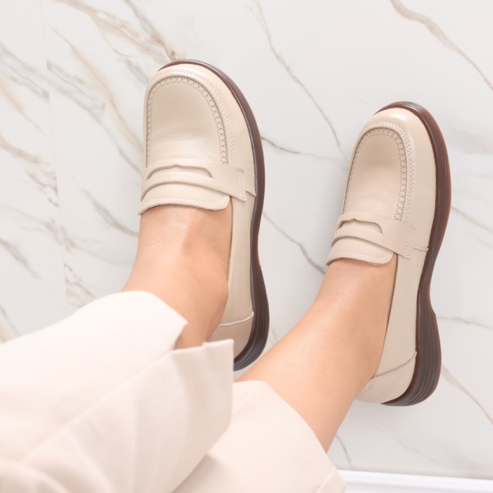 Pantofi dama casual Bej din Piele Naturala Sendiana, 36