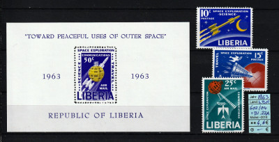 Liberia, 1963 | Cercetare şi utilizare &amp;icirc;n pace a spaţiului - Cosmos | MNH | aph foto