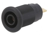 Conector banană 4mm soclu 24A 1kV neagră aurit