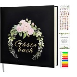 Cumpara ieftin Set 5 piese, carte de oaspeti si 4 coli cu autocolante pentru nunta, 21.5 x 21 cm, hartie, multicolor