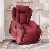 VidaXL Fotoliu de masaj electric rabatabil cu ridicare roșu vin textil