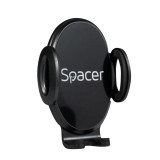 SUPORT auto SPACER pt. SmartPhone, fixare in ventilatie prin CLIPS, prindere laterala, rotire 360 grade, negru, &quot;SPCH-GRV-CLIPS&quot;