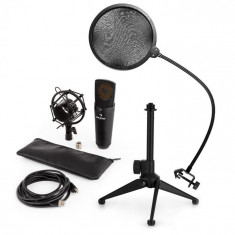 Auna MIC-920B, set de microfon usb V2, microfon condensator, filtru pop, suport de masa foto