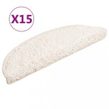 Cumpara ieftin Covorase pentru scari, 15 buc., 56x17x3 cm, albe, semirotunde