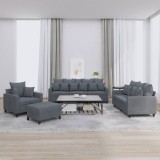 vidaXL Set de canapele cu perne, 4 piese, gri &icirc;nchis, catifea