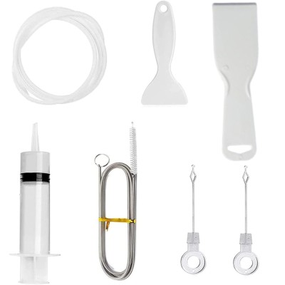 Kit 7 instrumente pentru curatarea frigiderului, indepartare a blocajelor pentru gaurile de scurgere, spirala de curatare a tevilor flexibile cu perie foto
