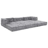 VidaXL Canapea puf modulară 3 locuri, convertibilă gri deschis textil