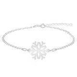 Snowflake - Bratara personalizata argint 925 15+4cm cu pandantiv Fulg, Bijubox