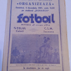 Program meci fotbal OTELUL GALATI - CSM SUCEAVA (06.12.1987)