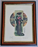 La Femme Chic - tablou cu rama, reproducere dupa o veche litografie frantuzeasca semnata Souchel, 27x21cm