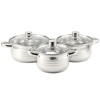 Set oale 6 piese, Star, capacitate 2L, 2.5L, 3.5L, inductie, cu capac sticla, Inox Handy KitchenServ, Perfect Home