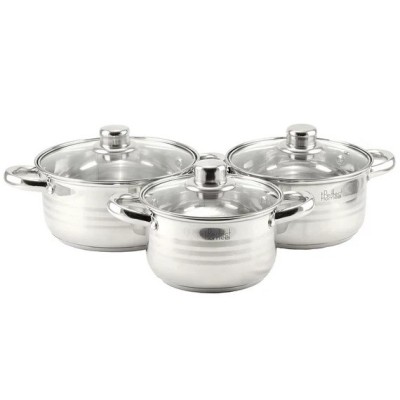 Set oale 6 piese, Star, capacitate 2L, 2.5L, 3.5L, inductie, cu capac sticla, Inox Handy KitchenServ foto