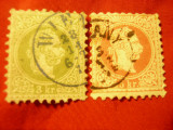 2 Timbre Austria Fr Josef 1867 3kr verde si 5 kr rosu stampilate, Stampilat