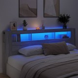 vidaXL Tăblie de pat cu LED, gri sonoma, 220x18,5x103,5 cm, lemn 837377