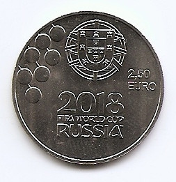 Portugalia 2&amp;frac12; Euro 2018 (FIFA World Cup Russia) Cupru-nichel 28 mm KM-888 UNC foto